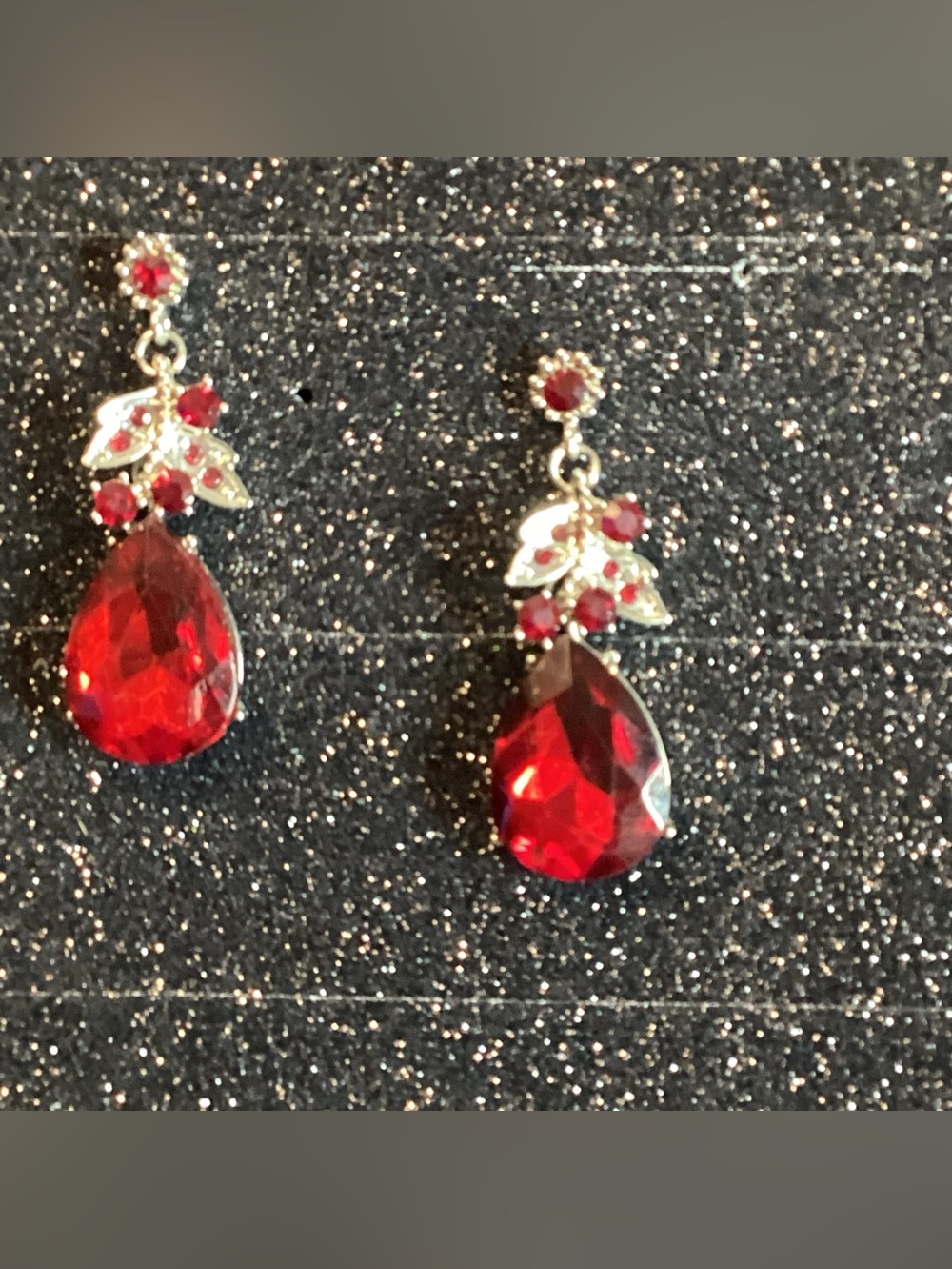 Red Teardrop Crystal Drop Earrings - Women's Jewelry